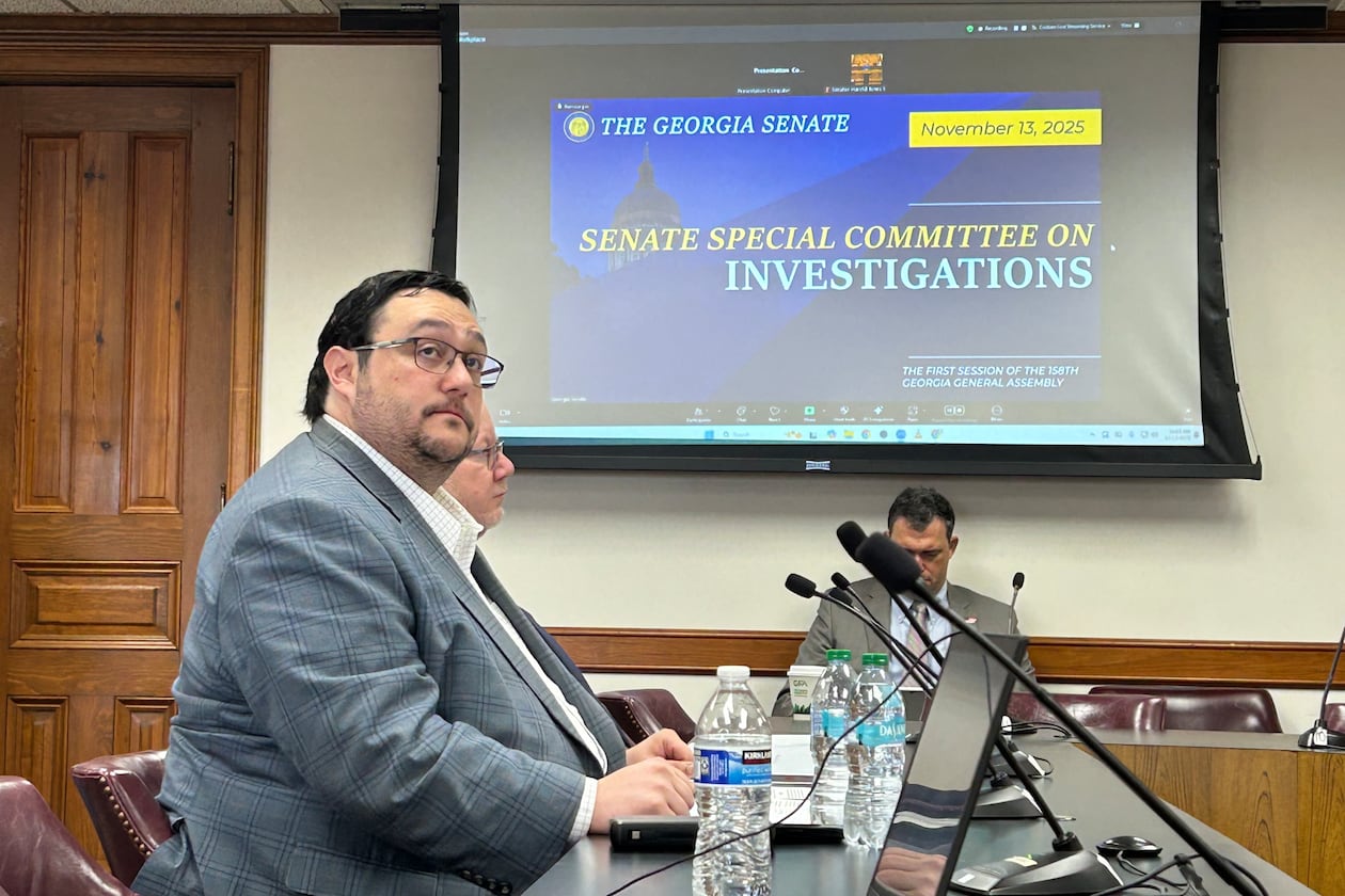 State Ethics Commission Executive Director David Emadi testifies before the Georgia Senate Special Committee on Investigations Thursday. (David Wickert/AJC)