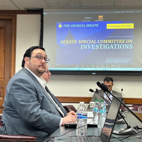 State Ethics Commission Executive Director David Emadi testifies before the Georgia Senate Special Committee on Investigations Thursday. (David Wickert/AJC)