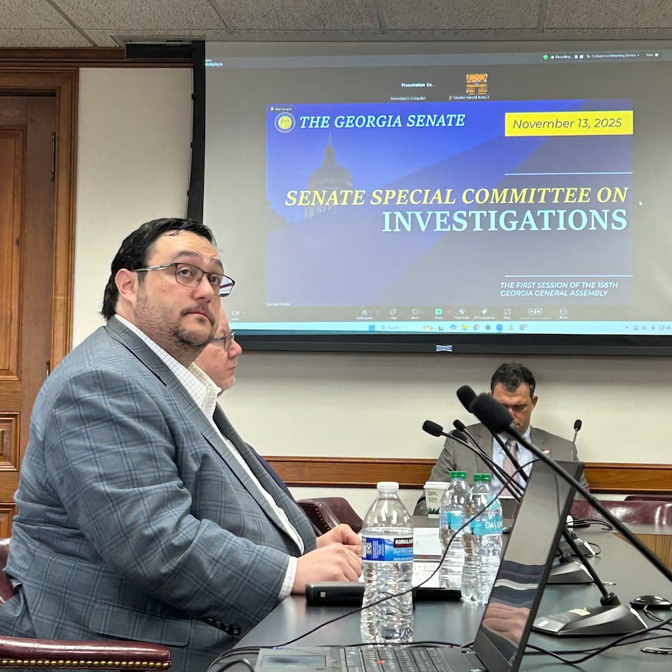 State Ethics Commission Executive Director David Emadi testifies before the Georgia Senate Special Committee on Investigations Thursday. (David Wickert/AJC)
