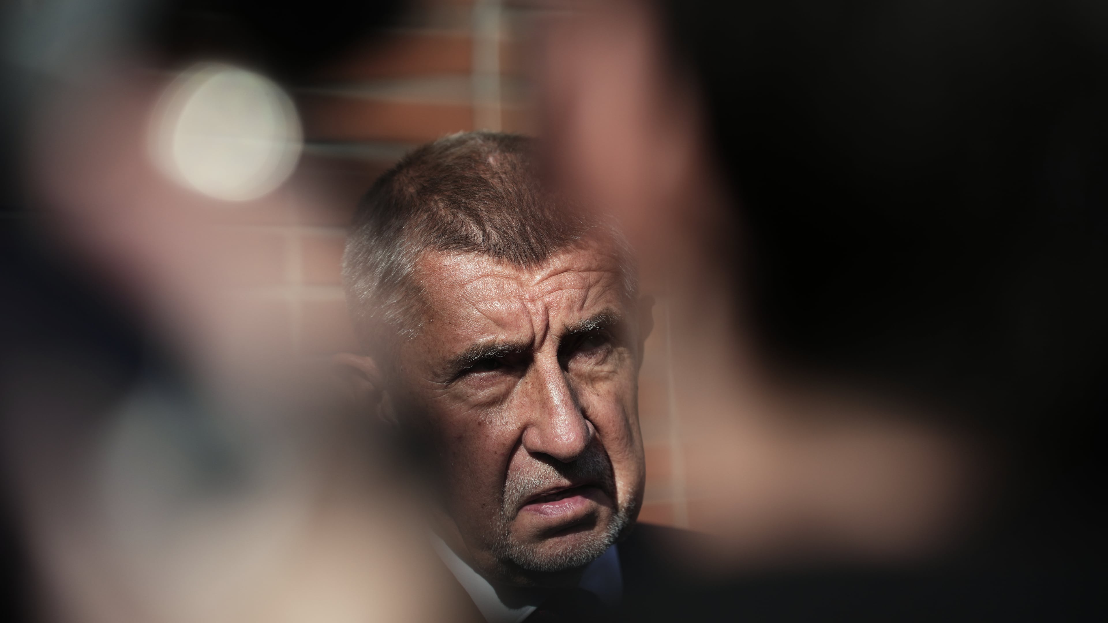 Chairman of opposition "ANO" (YES) movement Andrej Babis speaks to the media after casting his ballot for a general election at a polling station in Ostrava, Czech Republic, Friday, Oct. 3, 2025. (AP Photo/Petr David Josek)