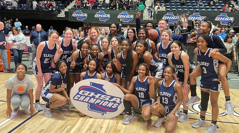 The Elbert County girls basketball team won its first state championship with a 52-44 victory over rival Rabun County in the Class 2A final on Thursday, March, 10, 2022, at the Macon Coliseum.