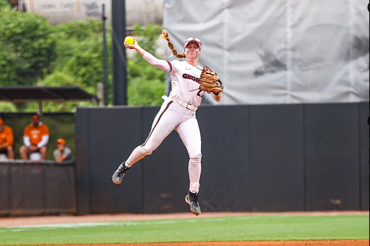 Georgia shortstop Emily Digby makes a play against Tennessee in the Bulldogs' 2-1 loss to the Lady Vols on Friday.