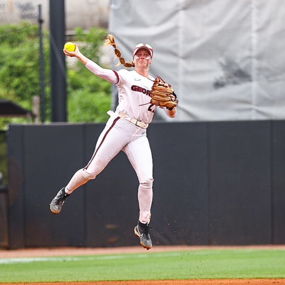 Georgia shortstop Emily Digby makes a play against Tennessee in the Bulldogs' 2-1 loss to the Lady Vols on Friday.
