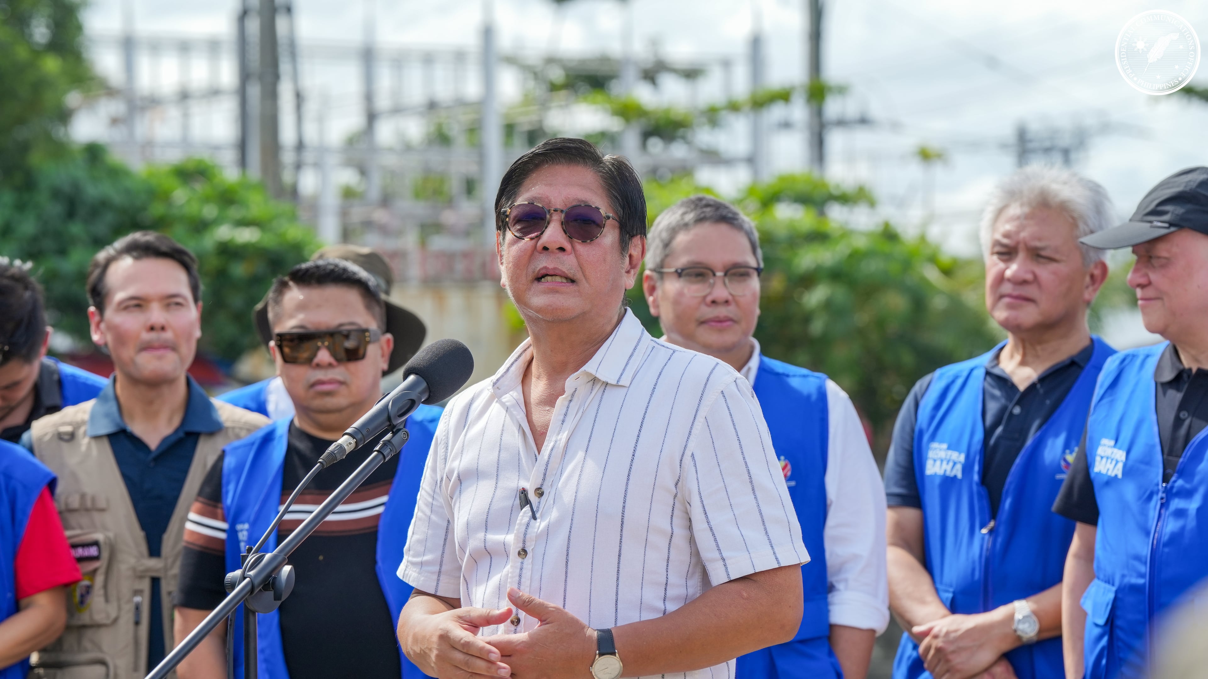 In this photo provided by the Malacanang Presidential Communications Office, Philippine President Ferdinand Marcos Jr., speaks during the launching of Metro Cebu Waterways Clearing in Cebu city, central Philippines, Friday Nov. 21, 2025. (Malacanang Presidential Communications Office via AP)