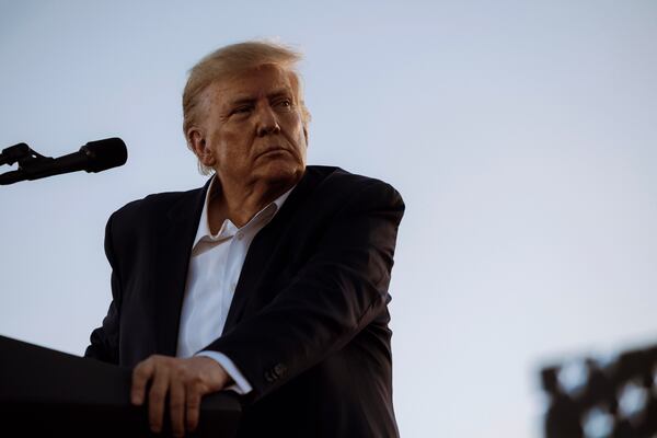 
                        Former President Donald Trump at a campaign rally in Waco, Texas, on Saturday, March 25, 2023. A Manhattan grand jury voted to indict Trump on Thursday, March 30, 2023, for his role in paying hush money to a porn star, according to four people with knowledge of the matter.  (Christopher Lee/The New York Times)
                      