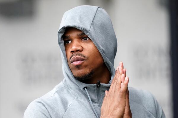 Penn State defensive lineman Abdul Carter arrives to his NCAA college football team's NFL Pro Day Friday, March 28, 2025, in State College, Pa. (AP Photo/Matt Freed)