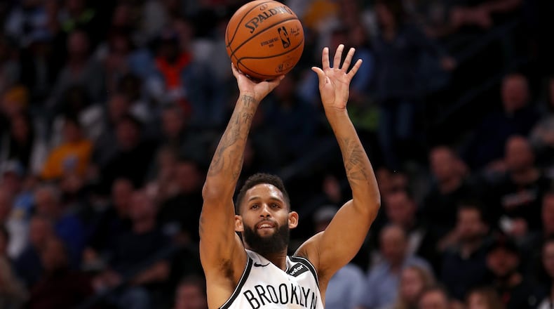 Allen Crabbe of the Brooklyn Nets puts up a shot against the Denver Nuggets in the fourth quarter at the Pepsi Center on November 9, 2018 in Denver, Colorado.