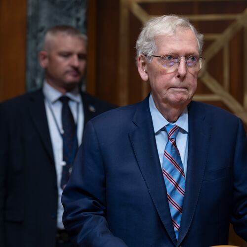FILE - Sen. Mitch McConnell, R-Ky., arrives for a hearing at the Capitol in Washington, Tuesday, May 19, 2026. (AP Photo/J. Scott Applewhite, File)