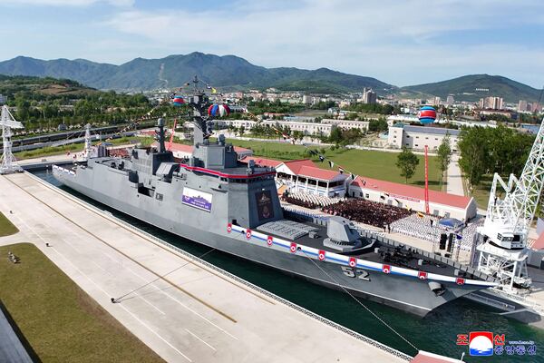 This photo provided by the North Korean government shows a destroyer named Kang Kon during its launch ceremony at the Rajin shipyard in Rason, North Korea, Thursday, June 12, 2025. Independent journalists were not given access to cover the event depicted in this image distributed by the North Korean government. The content of this image is as provided and cannot be independently verified. Korean language watermark on image as provided by source reads: "KCNA" which is the abbreviation for Korean Central News Agency. (Korean Central News Agency/Korea News Service via AP)