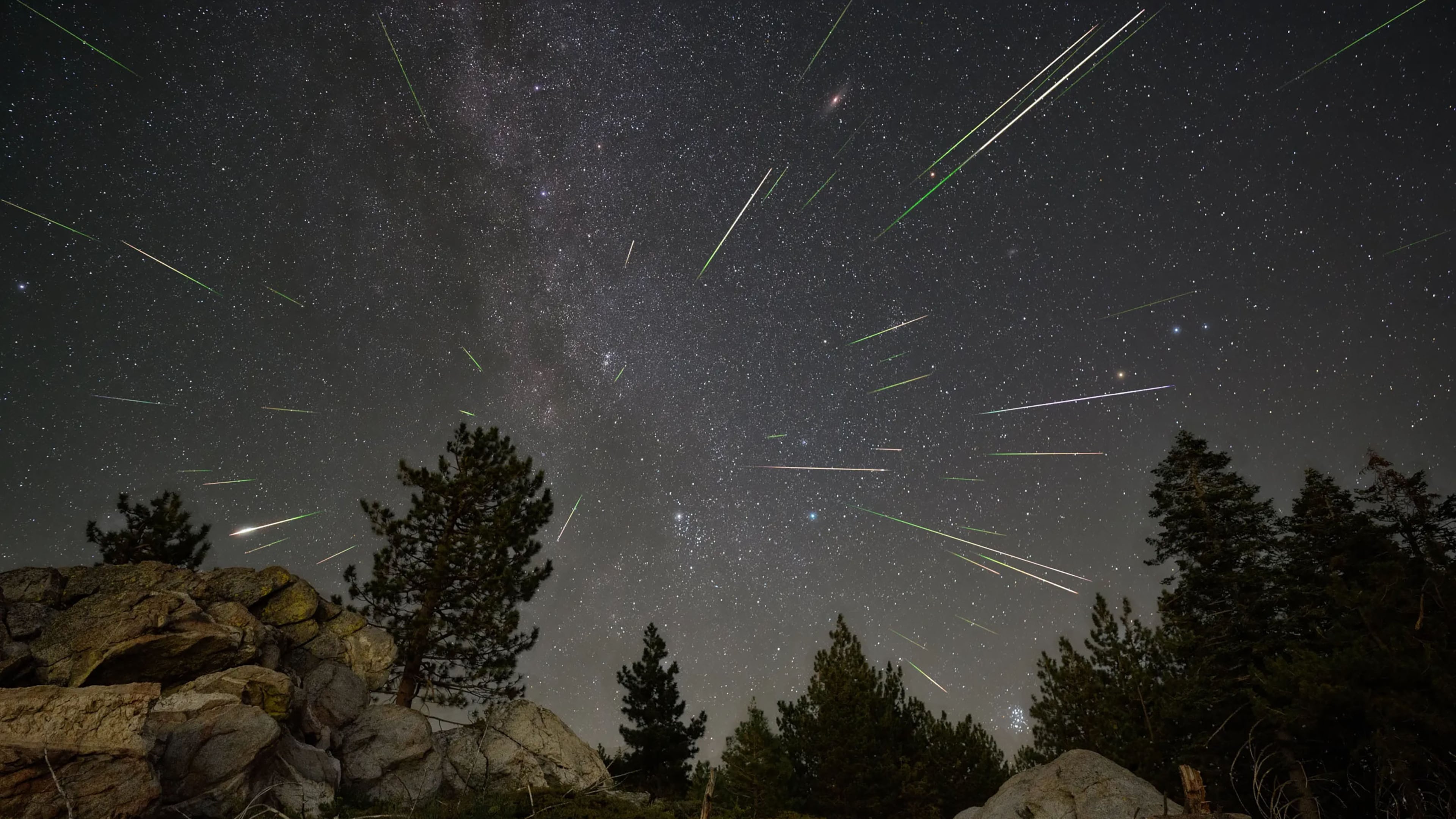 A view of the 2023 Perseids meteor shower from the southernmost part of Sequoia National Forest in California. You'll be able to see the showers this month, starting Thursday. (Preston Dyches/NASA)