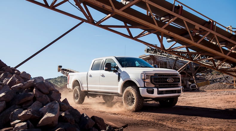The 2021 Ford Super Duty will see a production cutback at the Kentucky Truck Plant in Louisville because of the semiconductor shortage.(James Lipman/Ford/TNS)