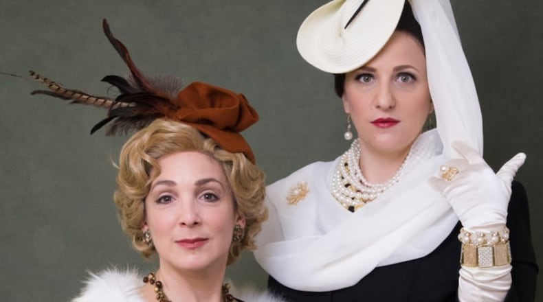 Pamela Gold (left, as Elizabeth Arden) and Mary Nye Bennett (as Helena Rubinstein) co-star in the Atlanta Lyric Theatre musical “War Paint.” CONTRIBUTED BY CASEY GARDNER PHOTOGRAPHY