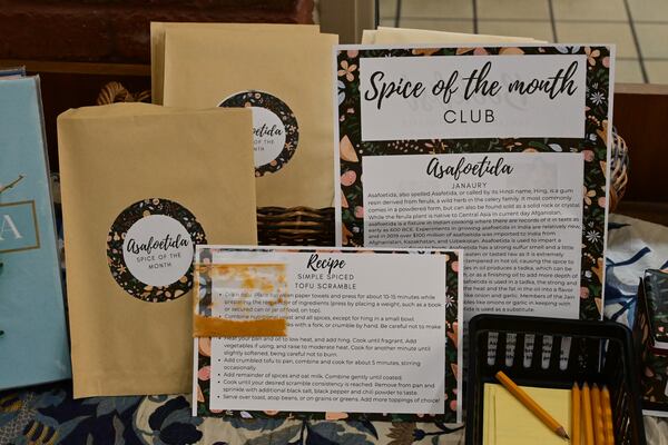 Each month, the Clarkston library produces kits featuring a spice and a recipe card. (Courtesy of DeKalb County Public Library)