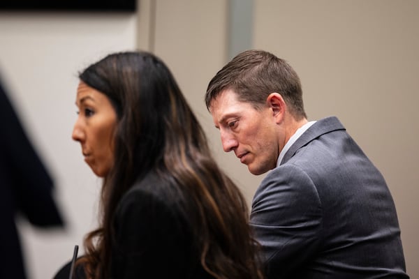 Former Grand Rapids Police officer Christopher Schurr appears at the Kent County Courthouse in Grand Rapids, Mich., Thursday, May 8, 2025. (Joel Bissell/MLive.com/Kalamazoo Gazette via AP)