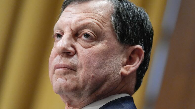 FILE - IRS CEO Frank Bisignano testifies during a Senate Committee on Finance hearing on Capitol Hill, April 15, 2026, in Washington. (AP Photo/Mariam Zuhaib, File)