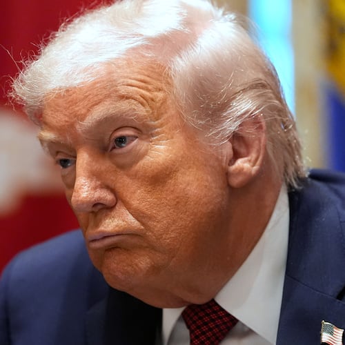 President Donald Trump listens during a roundtable on farm subsidies in the Cabinet Room of the White House, Monday, Dec. 8, 2025, in Washington. (AP Photo/Alex Brandon)