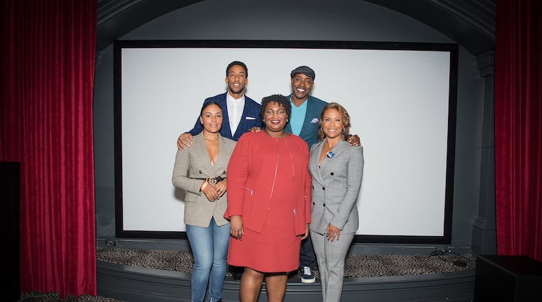 Front Row L to R: Eudoxie Bridges, Stacey Abrams, Heather Packer
                                  Back Row L to R: Chris “Ludacris” Bridges, Will Packer
Photo credit:  Hall of Fame Digital Media