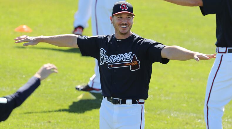 Braves pitcher Scott Kazmir loosens up for another day of spring training on Sunday, Feb 18, 2018, at the ESPN Wide World of Sports Complex in Lake Buena Vista.     Curtis Compton/ccompton@ajc.com