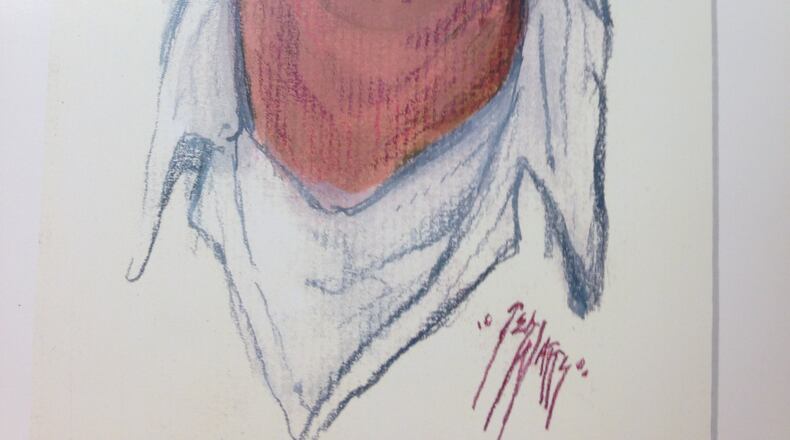 A portrait of Georgia Tech coaching great and College Football Hall of Fame member Bobby Dodd by artist Ted Watts.