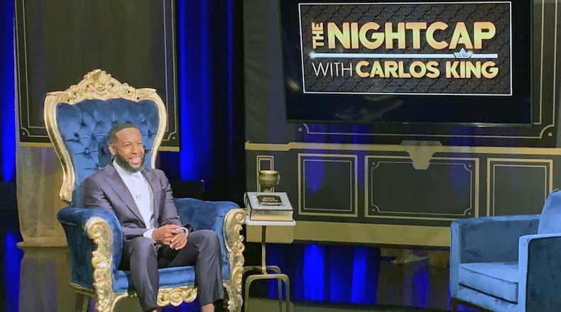 Carlos King leads a new talk show on OWN called "Nightcap with Carlos King," shot at Georgia Public Broadcasting. RODNEY HO/rho@ajc.com