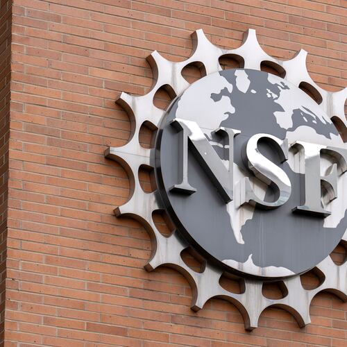 FILE - The headquarters of the National Science Foundation is photographed May 29, 2025, in Alexandria, Va. (AP Photo/Mark Schiefelbein, File)