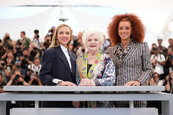 Director Scarlett Johansson, from left, June Squibb and Erin Kellyman pose for photographers at the photo call for the film 'Eleanor the Great' at the 78th international film festival, Cannes, southern France, Wednesday, May 21, 2025. (Photo by Scott A Garfitt/Invision/AP)