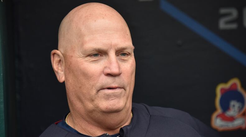 Braves manager Brian Snitker talks to a reporter before the start of the Game 3 of the Division Series between the Braves and Cardinals Sunday, Oct. 6, 2019, at Busch Stadium in St. Louis.