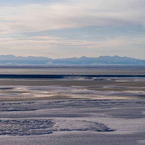 FILE - The Kaktovik Lagoon and the Brooks Range mountains of the Arctic National Wildlife Refuge are seen in Kaktovik, Alaska, Oct. 15, 2024. (AP Photo/Lindsey Wasson, File)