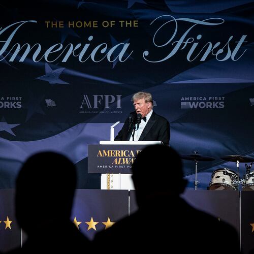 President-elect Donald Trump speaks at an America First Policy Institute gala at his residence, Mar-a-Lago, in Palm Beach, Florida, on Thursday, Nov. 14, 2024. (Haiyun Jiang/The New York Times)