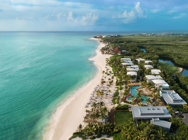 Water enthusiasts have the beach, a lagoon, two pools and a cenote to explore at this Riviera Maya resort. 
Courtesy of Andaz Mayakoba Resort Riviera Maya