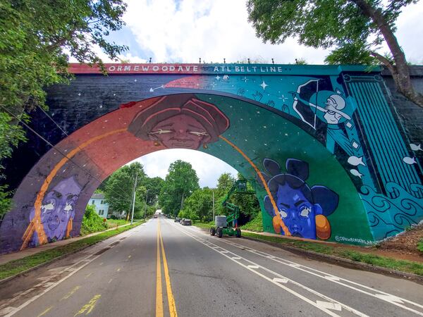 Drew Borders completed this sprawling underpass mural along the Atlanta Beltline in 2022. (Photo by Arthur Rudick)