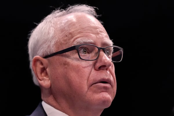 FILE - Minnesota Gov. Tim Walz speaks during a House Committee on Oversight and Government Reform hearing, June 12, 2025, at the U.S. Capitol in Washington. (AP Photo/Julia Demaree Nikhinson, File)