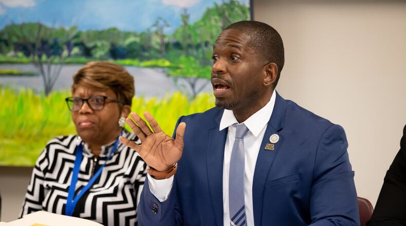 Council member Khalid Kamau talks during a hearing to remove Mayor Bill Edwards and councilwoman Helen Willis on Dec. 30, 2019. STEVE SCHAEFER / SPECIAL TO THE AJC
