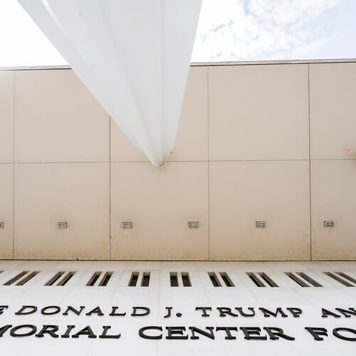 The John F. Kennedy Center for the Performing Arts is seen following a media tour intended to show building damage, Wednesday, April 22, 2026, in Washington. (AP Photo/Julia Demaree Nikhinson)