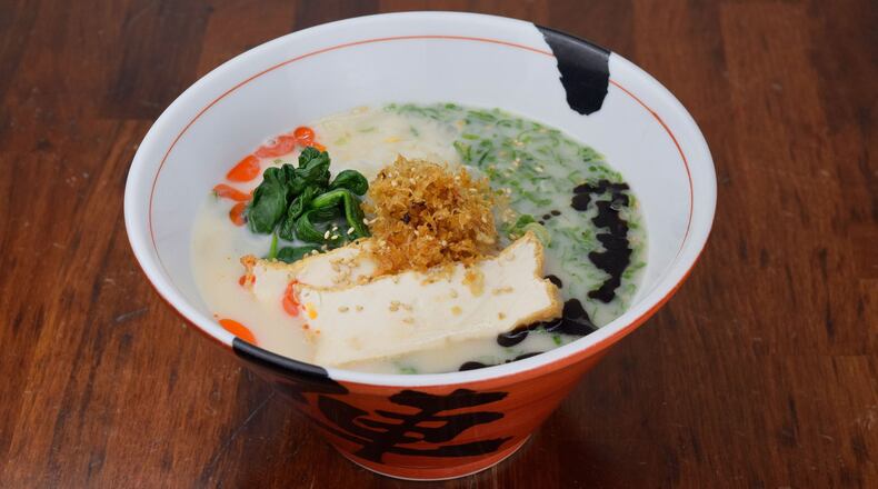 The intensely creamy and savory broth of the vegan ramen at Jinya clings to thick noodles made fresh daily. CONTRIBUTED BY LAUREN LIZ PHOTO
