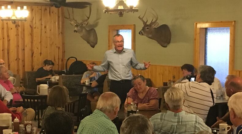 Lt. Gov. Casey Cagle campaigns at The Wagon Wheel in Dahlonega in his bid for the Republican nomination for governor. Greg Bluestein/AJC