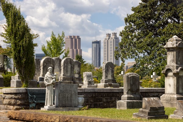 Visitors to historic Oakland Cemetery can check out the Hibernian Benevolent Society area to appreciate the history of Irish people in Atlanta. (Arvin Temkar / AJC)