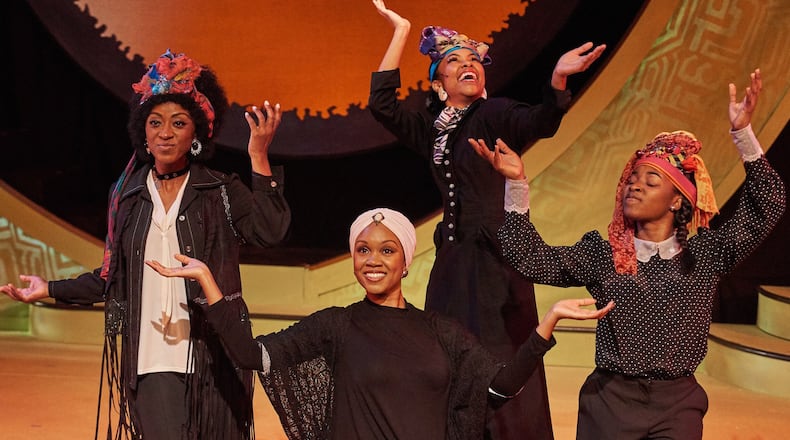 Tina Fears (from left), Marliss Amiea, Chani Maisonet and Chelsea Reynolds appear in the musical “Simply Simone” at Theatrical Outfit. They represent different stages of Nina Simone’s persona. CONTRIBUTED BY CHRISTOPHER BARTELSKI