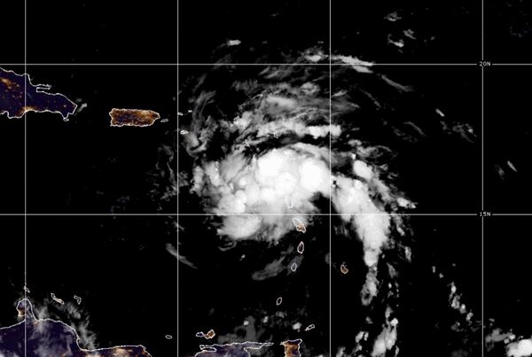 An image provided by the National Oceanic and Atmospheric Administration shows Tropical Storm Fred, which formed late Tuesday as the sixth named storm of the 2021 Atlantic hurricane season. (National Oceanic and Atmospheric Administration via The New York Times)