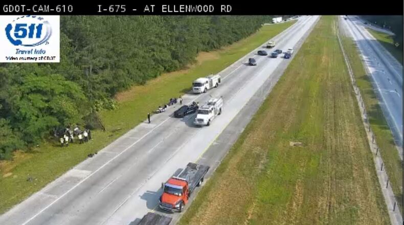 One car was involved in the wreck, which happened on I-675 near Ellenwood Road.