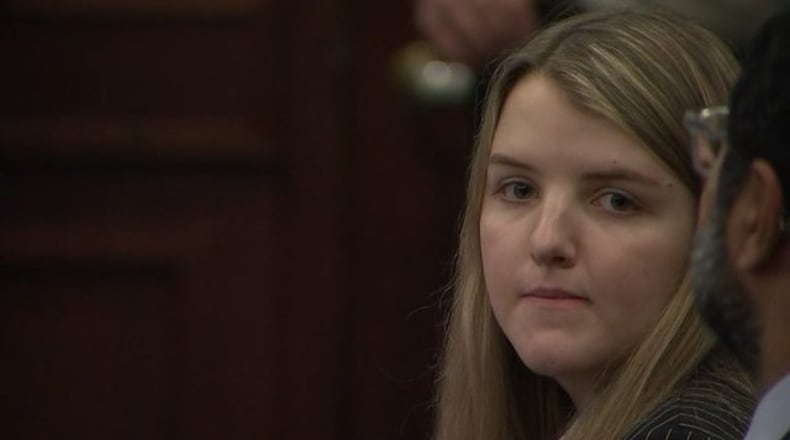 Zoe Reardon appears in Cherokee County Court on March 11, 2019 . Photo Courtesy WSB-TV