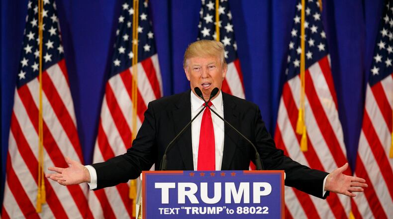 Republican presidential candidate Donald J. Trump holds a press conference at Trump National Golf Club in Jupiter, Florida on March 8, 2016. (Richard Graulich / The Palm Beach Post)