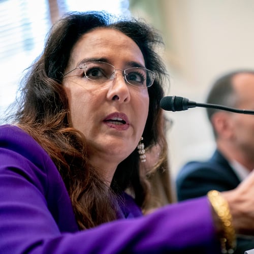 FILE - Former Trump campaign lawyer Harmeet Dhillon appears at a House Committee on House Administration hearing on "American Confidence in Elections: Protecting Political Speech" on Capitol Hill in Washington, May 11, 2023. (AP Photo/Andrew Harnik, file)