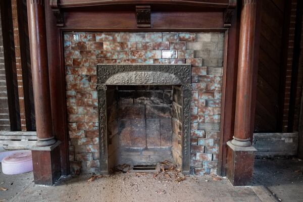 A fireplace inside the historic Rufus M. Rose House. (Ben Gray for the AJC)