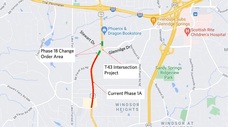 Sandy Springs has decided to extend the existing scope of the Roswell Road sidewalk improvement project from Stewart Drive to Wentworth Street. (Courtesy City of Sandy Springs)