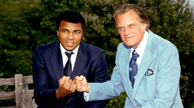 Muhammad Ali visiting with the Rev. Billy Graham in a vintage photo. Photo: billygraham.org