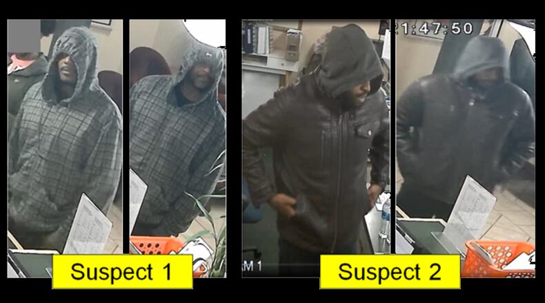 Gwinnett County police are searching for two suspects involved in a Halloween robbery.