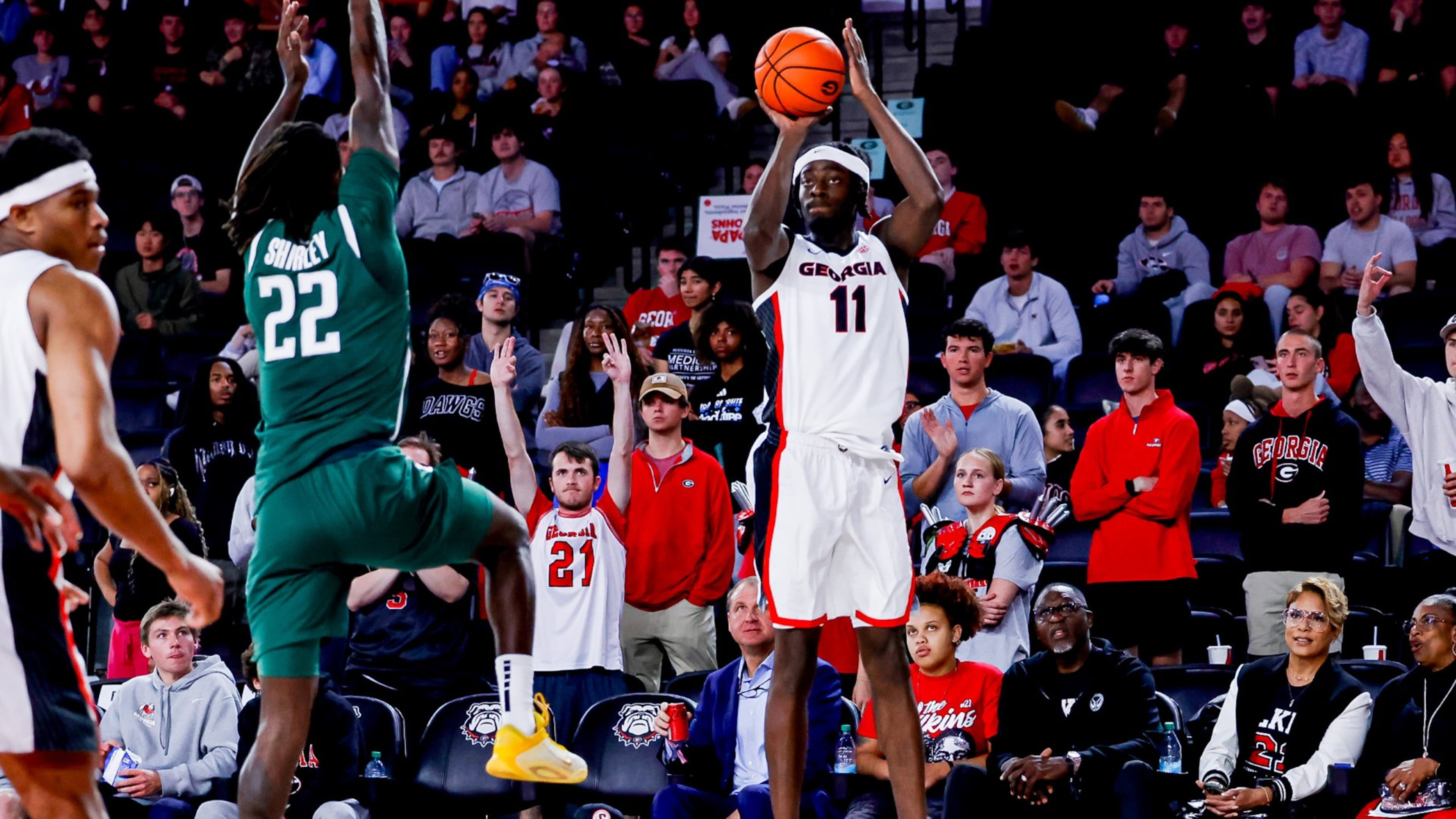 Georgia forward Dylan James (11) during Georgia’s game against FAMU at Stegeman Coliseum in Athens, Ga., on Monday, Nov. 17, 2025. (Sofia Yaker/UGAAA)