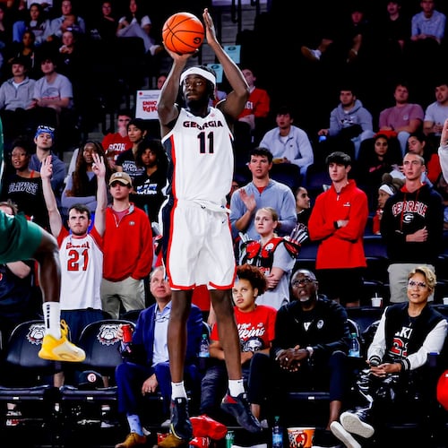 Georgia forward Dylan James (11) during Georgia’s game against FAMU at Stegeman Coliseum in Athens, Ga., on Monday, Nov. 17, 2025. (Sofia Yaker/UGAAA)