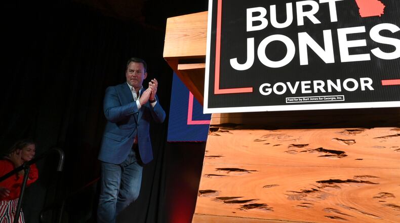 Burt Jones, a Republican candidate for governor, has focused much of his campaign on President Donald Trump's endorsement. (Hyosub Shin/AJC)